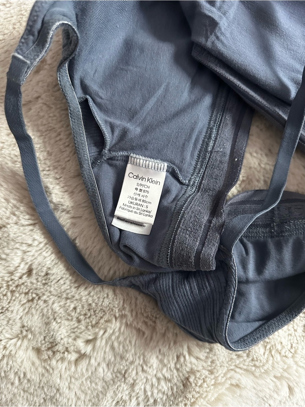 Calvin Klein Charcoal Ribbed Racerback Bralette - Picture 2 of 3